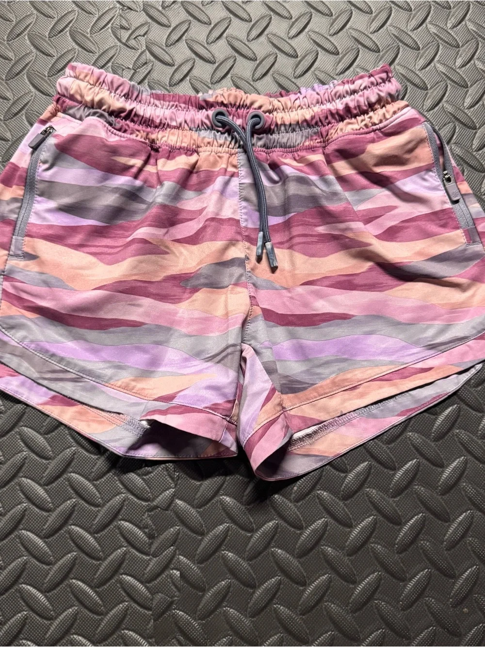 Athleta Girl Athletic Running Shorts Pink Purple Abstract Print Size Large 12